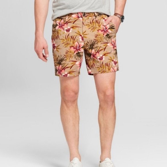 7 Floral Linden Flat Front Slim Chino 